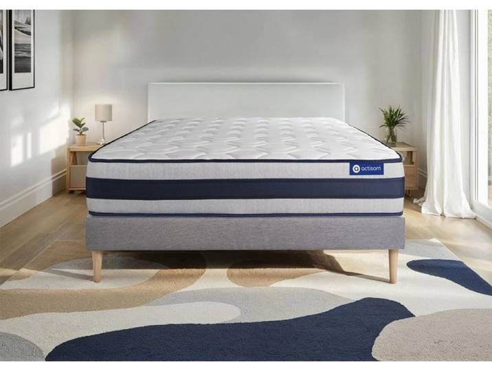 Ensemble Matelas Sommier 180x220 cm - Actilatex Ergo - Sommier Kit Gris
