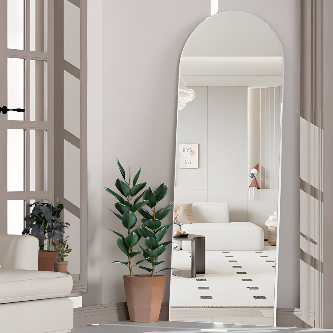 Metro Carlyann Aluminium Framed Freestanding Full Length Mirror White 163 cm H × 62 cm W