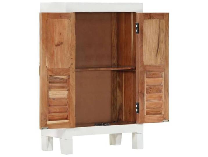 PUGYNBK Sideboard aus massivem Akazienholz, Weiß, 55 x 30 x 90 cm Mit Türen, großen Fächern, dekorativer Präsentationsfläche, Wandbefestigung im Lieferumfang enthalten