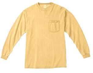 Comfort Colors C4410 Men's Garment-Dyed Heavyweight Long Sleeve Pocket T-Shirt in Butter size 2XL   Cotton 4410, CC4410