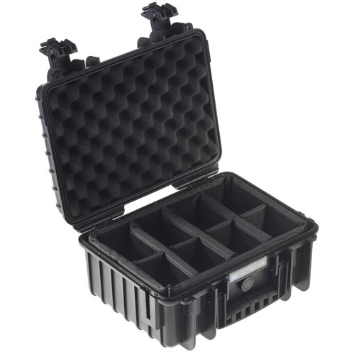 B&W Outdoor Case Type 3000 schwarz mit Facheinteilung