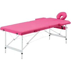 Helloshop26 - Klappbare zweiteilige Massageliege rosa Edelstahl 02_0001809