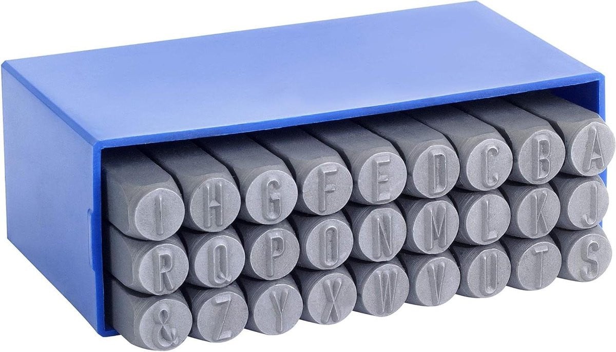 Slagletters Set met Metaalstempels in DIN 1451 Lettertype, 7 mm, Blank