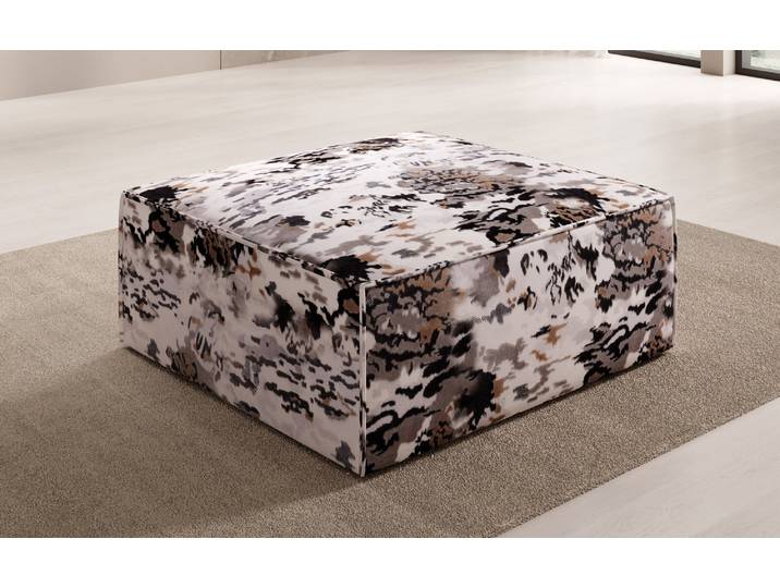 Beistellhocker Lesley - Jacquard mit Aquarell-Muster - Charcoal - Jacquard - Luxusbetten24