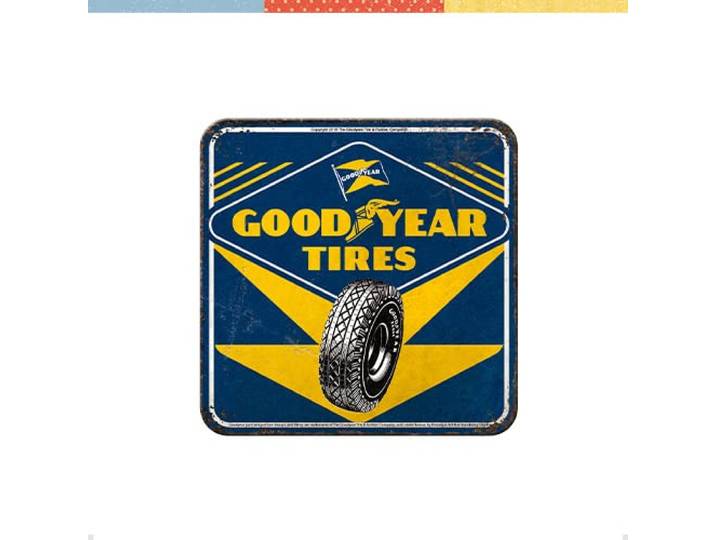 Nostalgic-Art 46149 - Goodyear - Tires, retro metalen onderzetters, kopjesonderzetters, met kurk onderkant