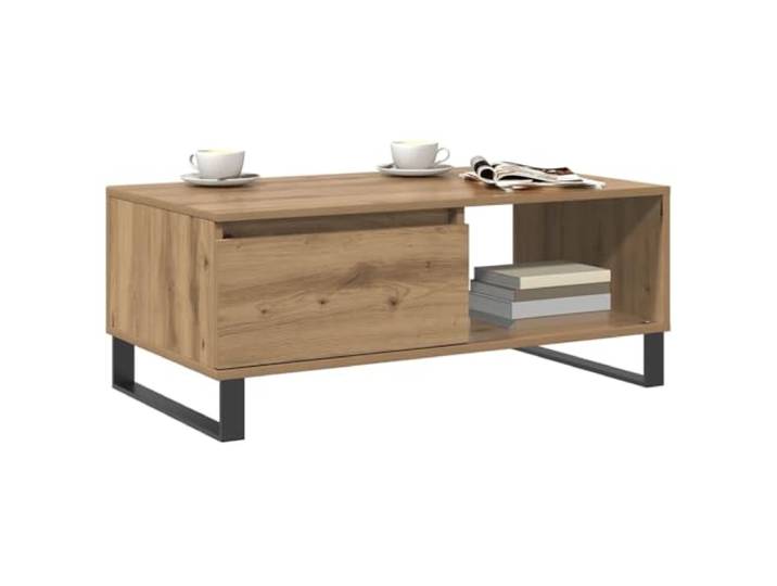 KTHLBRH Beistelltisch Eiche Handwerk 90 x 50 x 36,5 cm Spanplatte Glatte Oberfläche, leicht zu reinigen, großer Stauraum, stabile und robuste Platte, Metall