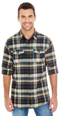 Burnside B8210 Men's Long Sleeve Plaid Flannel in Dark Khaki size 2XL 8210