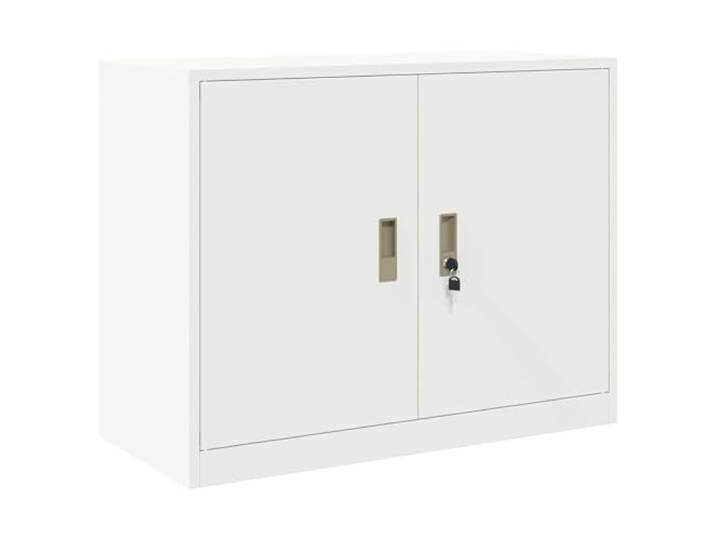 PTUGUOF Aufbewahrungsschrank Weiß 90 x 40 x 70 cm Stahl Abschließbare Türen, pulverbeschichteter Stahl, pflegeleicht, effizientes Lagendesign, Büroorganisation