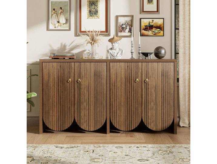 Bladez - Buffet élégant 4 portes et 6 étagères réglables - Design moderne - Convient aux salons salles à manger et entrées - Bois