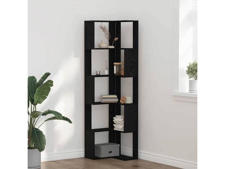 (ON SALE)Armoire de Rangement MEUBLE ETAGERE - Bibliothèque d'angle - Chêne noir - 50x50x179 cm EU306915