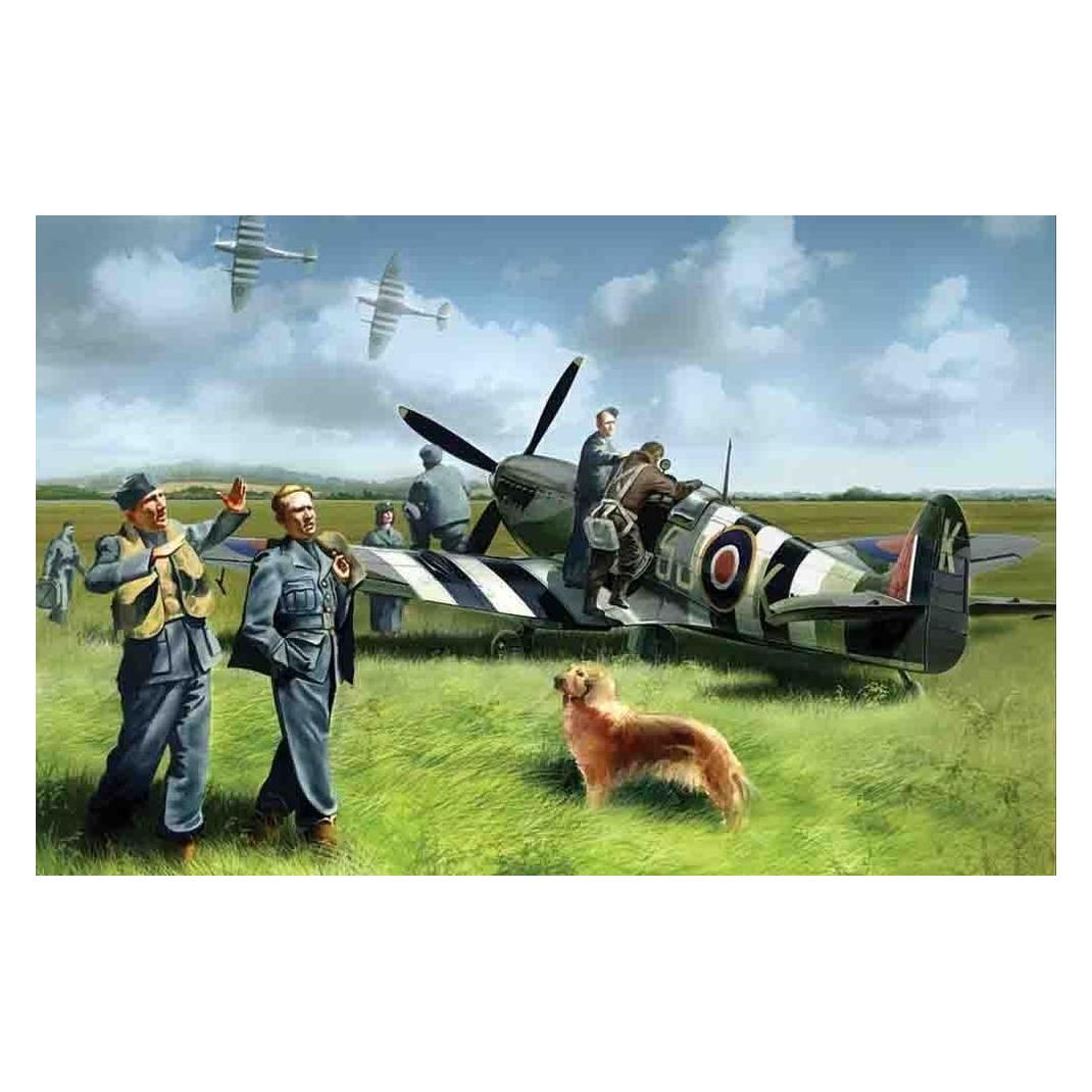 ICM Spitfire Mk IX with RAF Pilots /Ground Crew (48801)