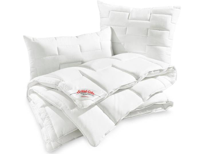 Kunstfaserbettdecke SCHLAF-GUT Utah , weiss (weiß), B:135cm L:200cm, Bezug: 50% Baumwolle, 50% Polyester. Füllung: 100% Polyester, Bettdecken, Kunstfaserbettdecke