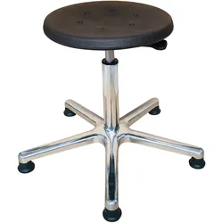PROREGAL Antistatischer Drehhocker Indianapolis, ESD-Sitz, Sitzhöhe 44-62cm, Tragfähigkeit 110kg, Polyurethane-Sitz, Aluminium-Fußkreuz, Gleiter
