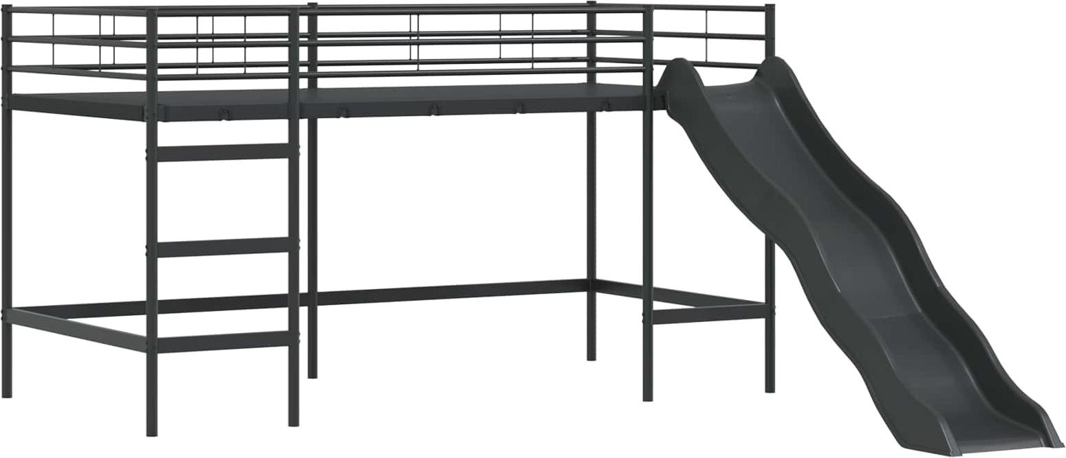 Kinder-Loftbett mit Rutsche Schwarz und Anthrazit 90 x 200 cm