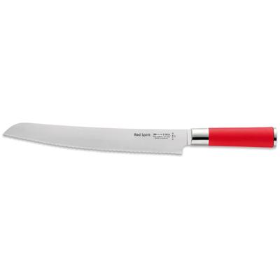 Brotmesser F. DICK "Red Spirit", rot (edelstahlfarben, rot), Klingenlänge 26cm, X50 CrMoV15 Klingenstahl, Kochmesser, Brotmesser, 26 cm, Wellenschliff
