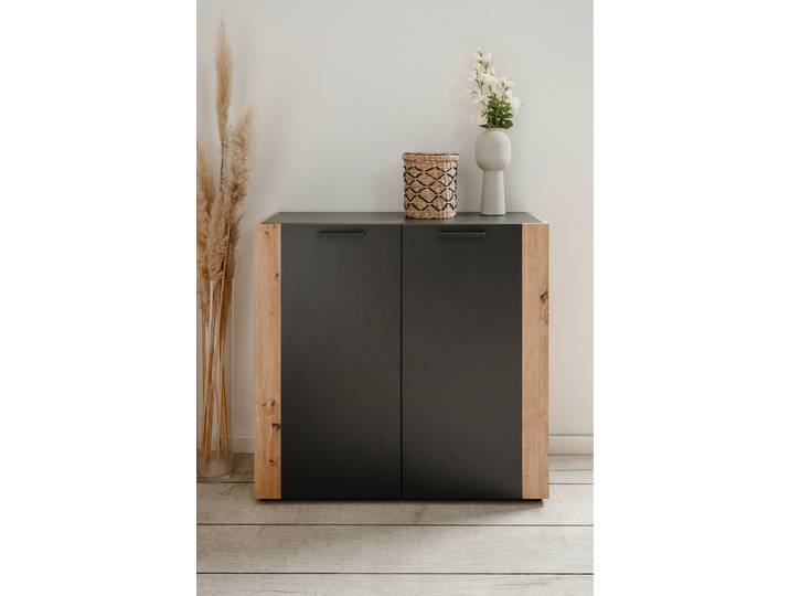 Kommode 85 x 89 x 35cm Schwarz/Braun