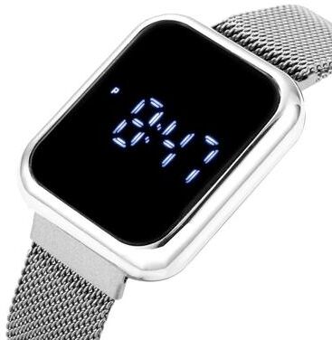 Uplifted Goods Luxury Digital LED Couple Wristwatch Set silver