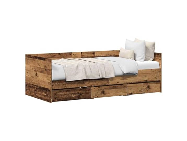 PUGYNBK Tagesbett aus technischem Holz, 90 x 190 cm Mit Schubladen, rustikalem Kopfteil, feste Leisten, einfache Reinigung, täglicher Gebrauch