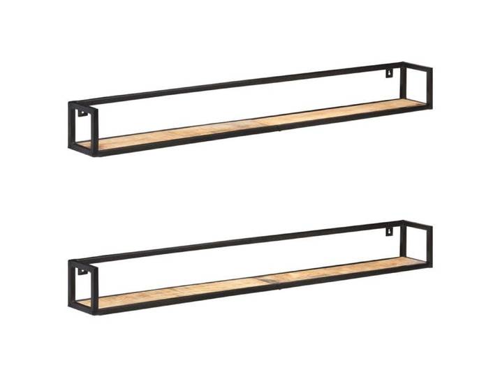 Étagères murales 2 pcs-Étagère flottante-Étagère de rangement suspendue 160 cm Bois de manguier brut 695814
