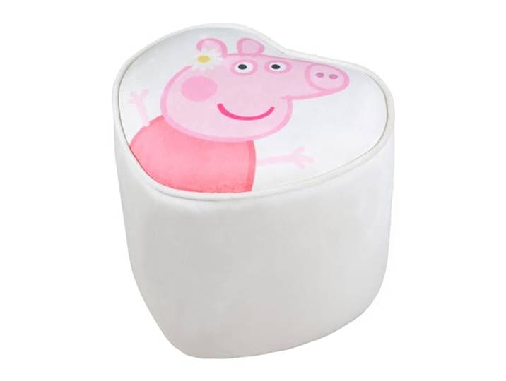 roba Pouf Coeur en Velours pour Chambre Enfant Peppa Pig - Tabouret Solide et Doux - Assise Stable dès 18 Mois - Facile à Nettoyer - Beige / Motif Truie Souriante