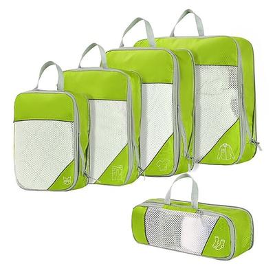 Kompressions-Reisepackwürfel-Set zur Gepäckaufbewahrung und Rucksack-Organizer, erweiterbare Netz-Reisetaschen, 5-teiliges Set zum Platzsparen und Organisieren von Kleidung