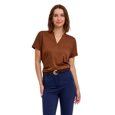 Poloshirt FALKE "Lyocell Balance", Damen, Gr. M, cappucino (5520), Shirts