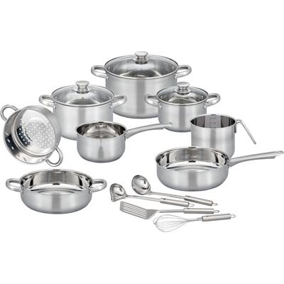 Topf-Set GSW "Toronto", silber (silberfarben), 2,8 l, Töpfe, mehrteiliges Kochtopf-Set aus Edelstahl inkl. praktischer Küchenhelfer