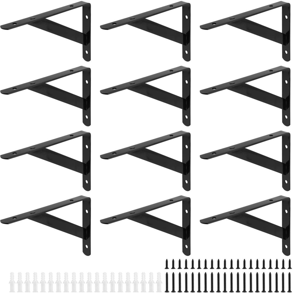 Dailygoody Heavy Duty plankbeugels - 12 stuks - Zwart - 90 graden wandgemonteerde beugels