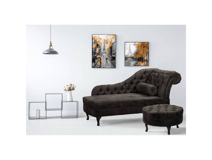 Recamiere Dale Schwarz Microfaser Rica 185 x 93 x 75cm Armlehne davorstehend rechts Glamour