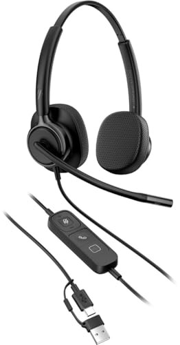 HP Poly Mission 425 Stereo USB-hoofdtelefoon met microfoon, zwart
