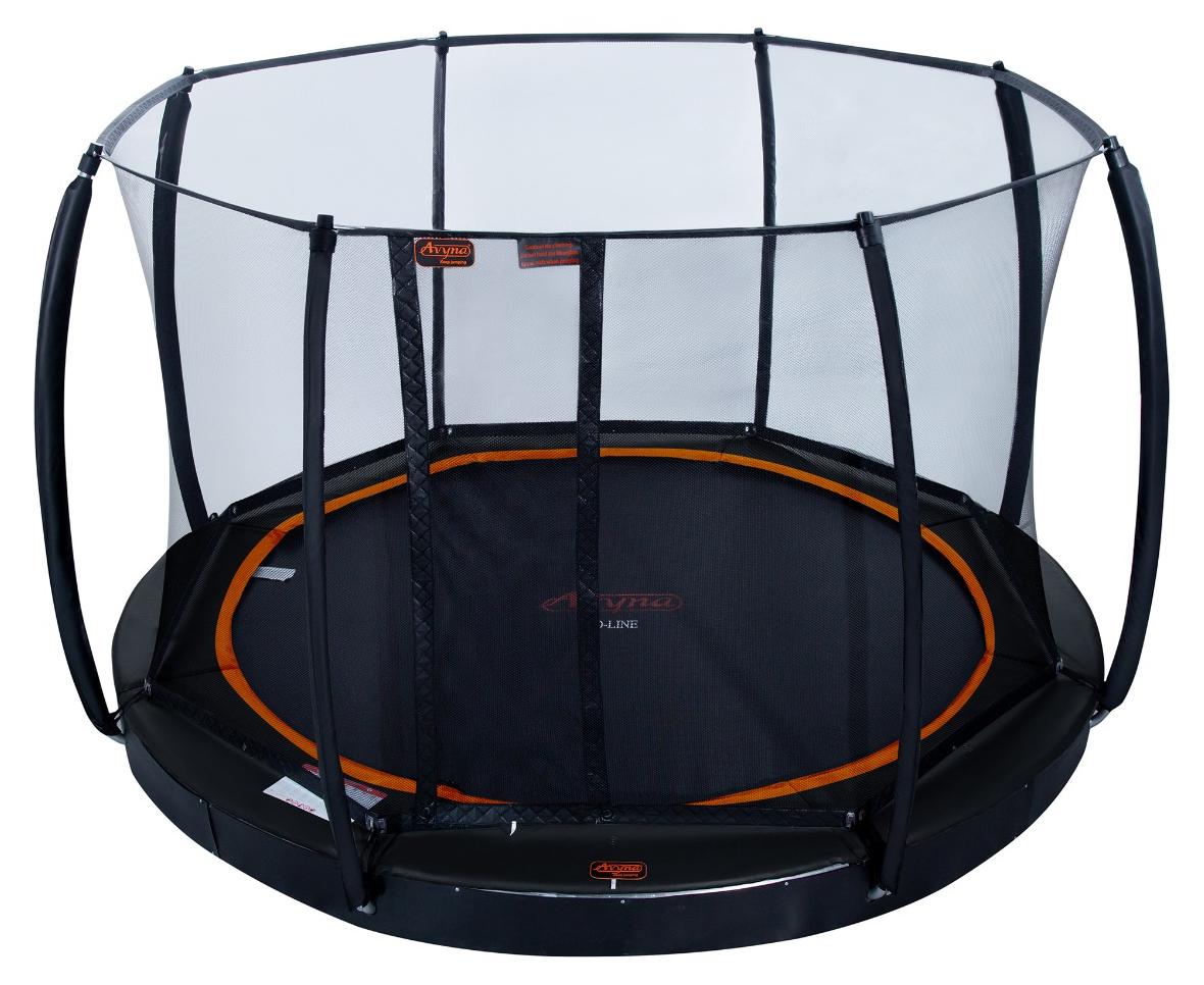 Avyna Trampolin, flaches Modell, Durchmesser 365 cm, mit Sicherheitsnetz | Schwarz