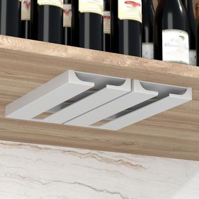 PRiME Space Saving Wall Mounted Wine Glass Holder No Drill Stemware Rack white