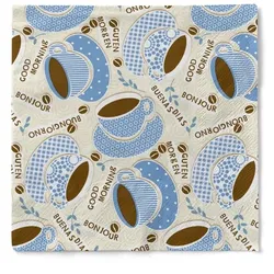 Sovie HOME Serviette Kaffee Ole in Champagner-Blau aus Tissue 33 x 33 cm, 20 Stück - Kaffee Cafe Frühstück