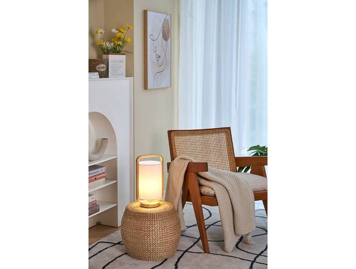 Lampe Woody Charm 18 x 32 x 15cm Blanc Tissu mélangé E27