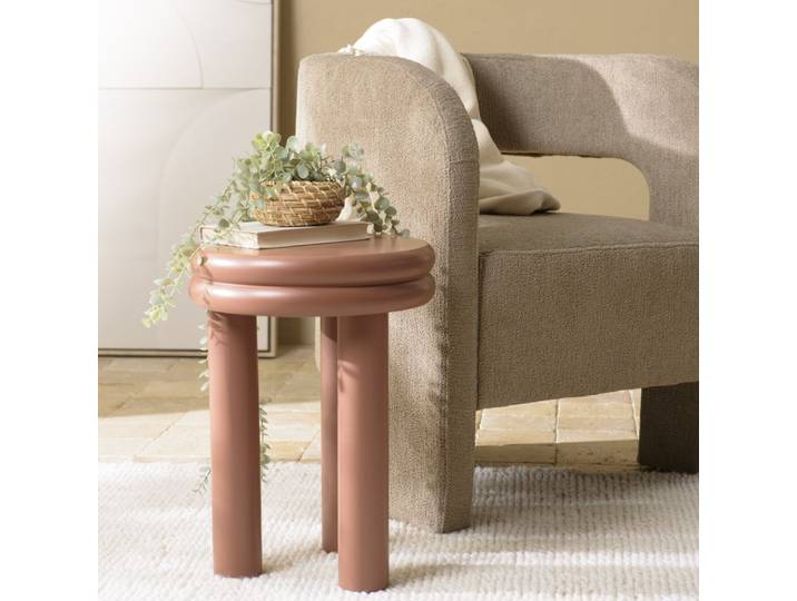 Agathe - Table D'Appoint Ronde En Bois Peint Terracotta D35cm