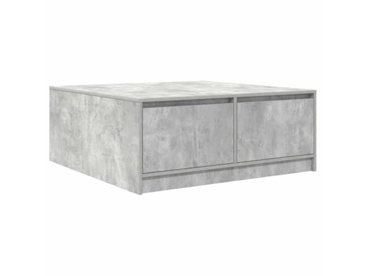 KUTYWEXFM Couchtisch mit 4 Schubladen Betongrau 100x100x40 cm Quadratischer Wohnzimmertisch in Beton-Optik mit viel Stauraum für Fernbedienung, Bücher und Dekoration.