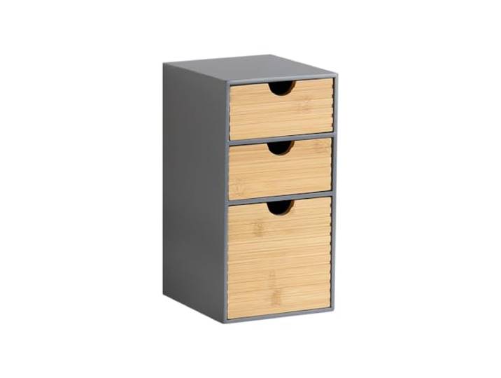 KESPER Organizer, 3 Schubladen, Bambus/MDF, Grau, 14 × 16 × 27 cm 58965 Drei übereinander angeordnete Schubladen für kleine Gegenstände