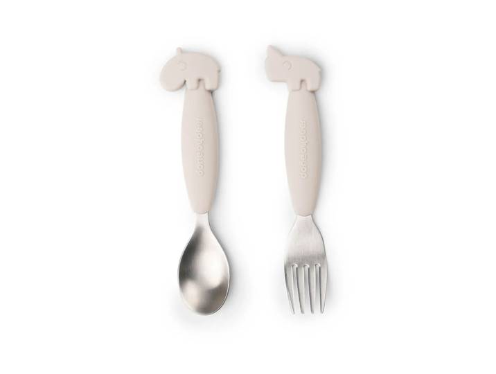 Done by deer Set de couverts Easy-grip Deer Friends 2 pièces Sable