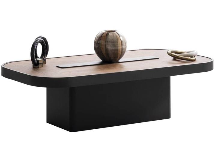 JVmoebel Couchtisch Rechteckiger Brauner Holztisch mit Metallrahmen