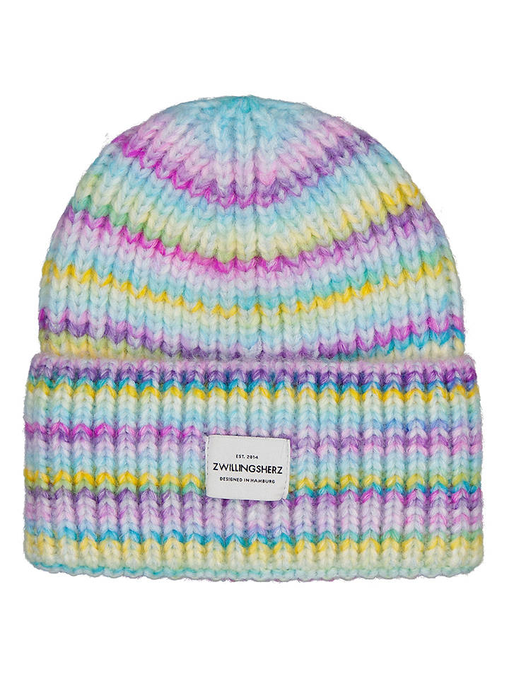 Zwillingsherz Mütze "Rainbow" in Beige - onesize