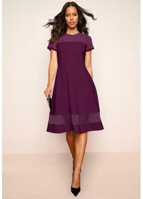 Plus Size Women's Scuba Illusion Yoke Dress by Roaman's in Dark Berry (Size 20 W)