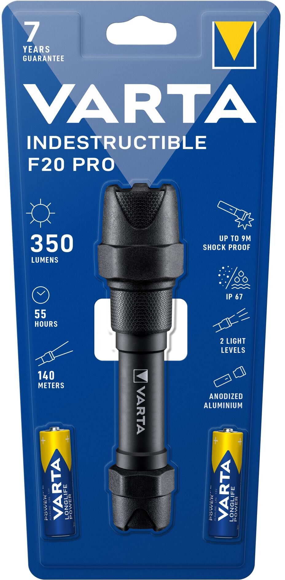 LED Taschenlampe VARTA "Indestructible F", schwarz, Mobilleuchten, LED Taschenlampe schwarz Einheitsgröße