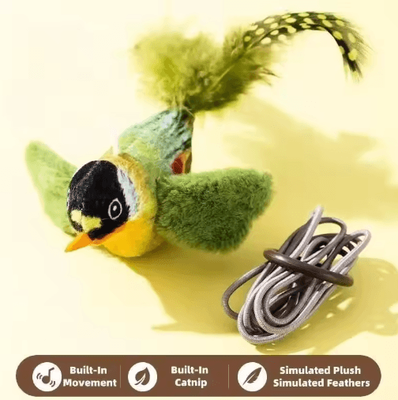 Inspire Picks Interactive Hanging Bird Cat Toy With Catnip And Sound Effects green Small Bird