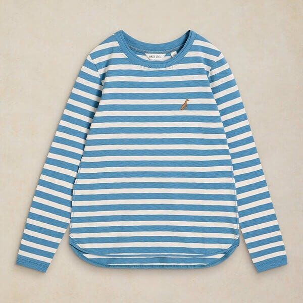 White Stuff Clara Stripe Embroidered T-Shirt Ivory Multi