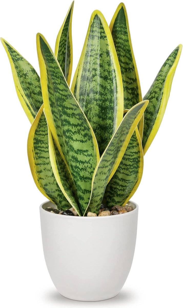 Kleine Kunstplant in Keramische Pot - Decoratieve Groene Slangenplant voor Thuis en Kantoor