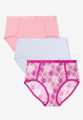 Plus Size Women's Full Coverage Microfiber Panty 3-Pack by Catherines in Pink Blossom Pack (Size 8)