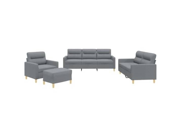 vidaXL 4-TLG. Sofagarnitur mit Kissen Hellgrau Stoff