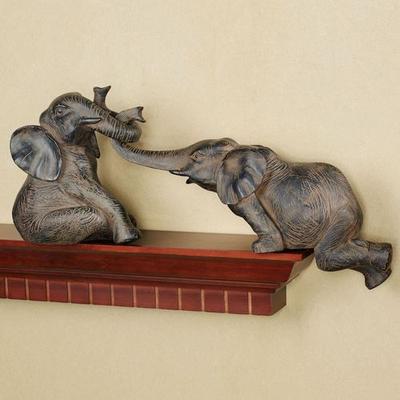 Touch of Class Helpful Elephant Shelf Sitters Bronze Set of Two, Set of Two, Bronze