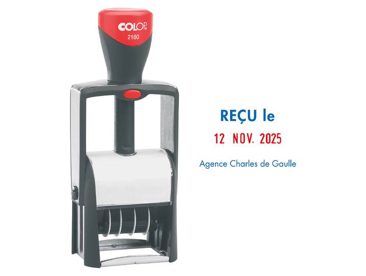 Colop Tampon dateur personnalisable Classic Line 2160 - 3 lignes - Bicolore