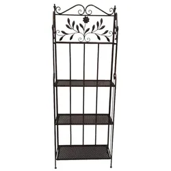 Lex Eisenregal Standregal Dekoregal Metallregal Gartenregal 4 Etagen Antik braun : Braun